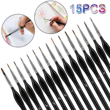 15Pcs Miniature Fine Paint Brush Set for Acrylic Model Craft Watercolor Painting