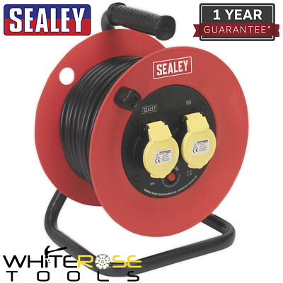 Sealey Kabeltrommel 25m 2 x 110V 1,5mm² Schwerlast Thermo Trip