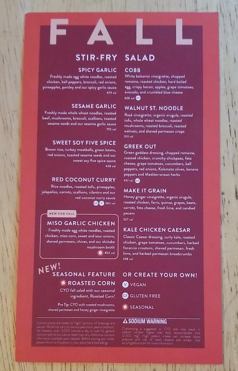Honeygrow menu online