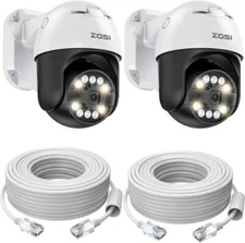 ZOSI 2Pack C296 4K 8MP PoE IP Pan/Tilt Add-on Security Camera Outdoor With Cable