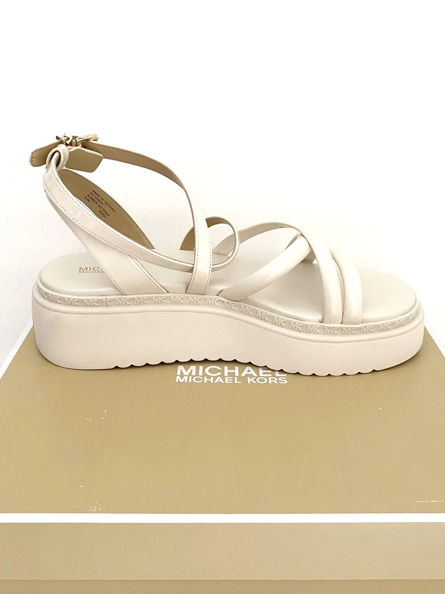 MICHAEL KORS Issa PU Faux Patent Leather Flatform Sandal Size 8.5