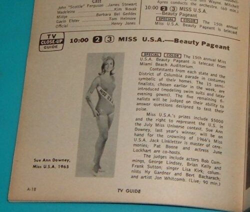1966 TV ADS~MISS USA CONTEST SUE ANN DOWNEY 1965 WINNER~MIAMI BEACH AUDITORIUM eBay image