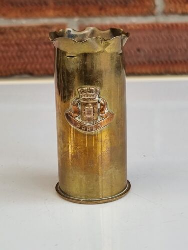 WW1 Small  Vase With Arras Badge Trench Art -1916 Dated,PEM Co USA. - Picture 1 of 6