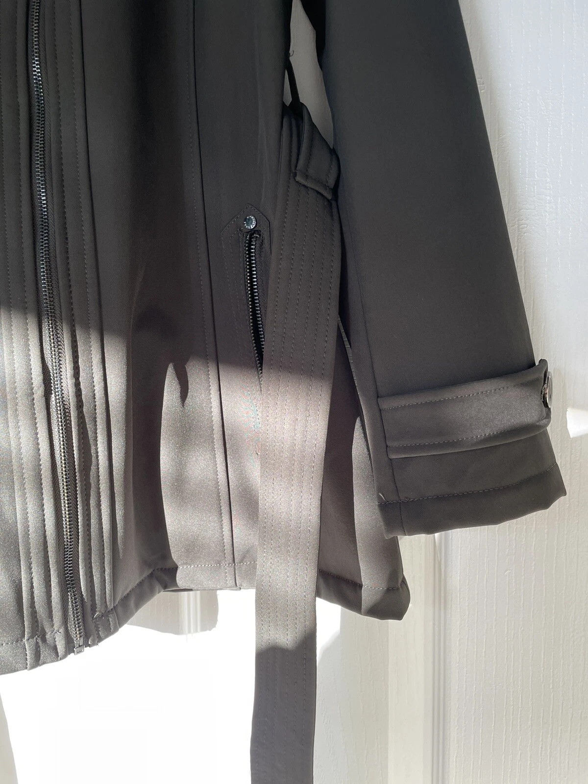 Trench da donna verde Michael Kors foderato con cappuccio rimovibile taglia S