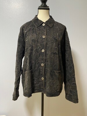 ジャケット・アウター 90s chico's design denim jacket y2k 90s Chico's Design Denim Jacket Y2K VTG 90s Black Gray Denim