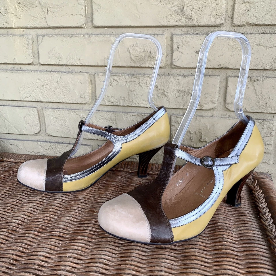 Jeffrey Campbell Женские 10 м колорблок кожа Мэри Джейн на каблуках Anthropologie - Изображение 4 из 4