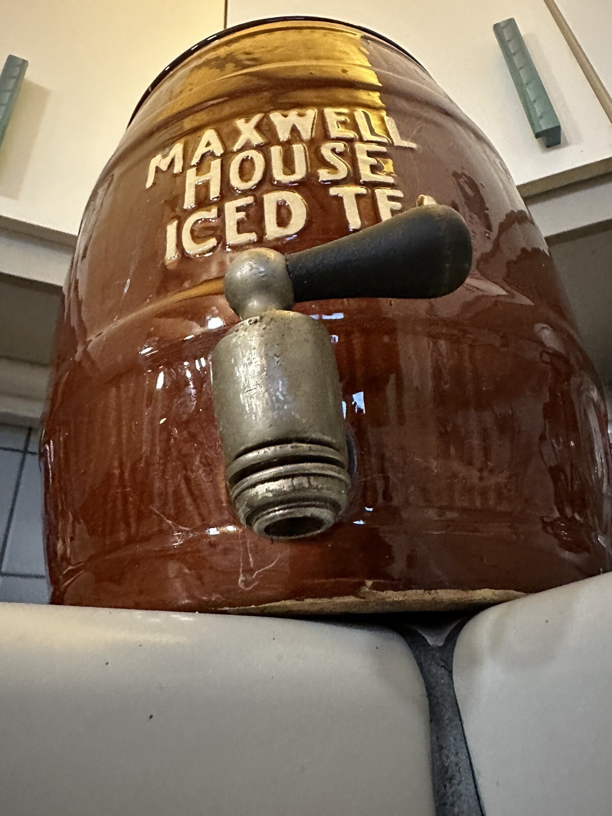 Antique Vintage Maxwell House Iced Tea Dispenser Ceramic Crock Cookie