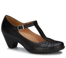 Andrea women's leather pumps buckle closure shoes in Black zapatillas Andrea