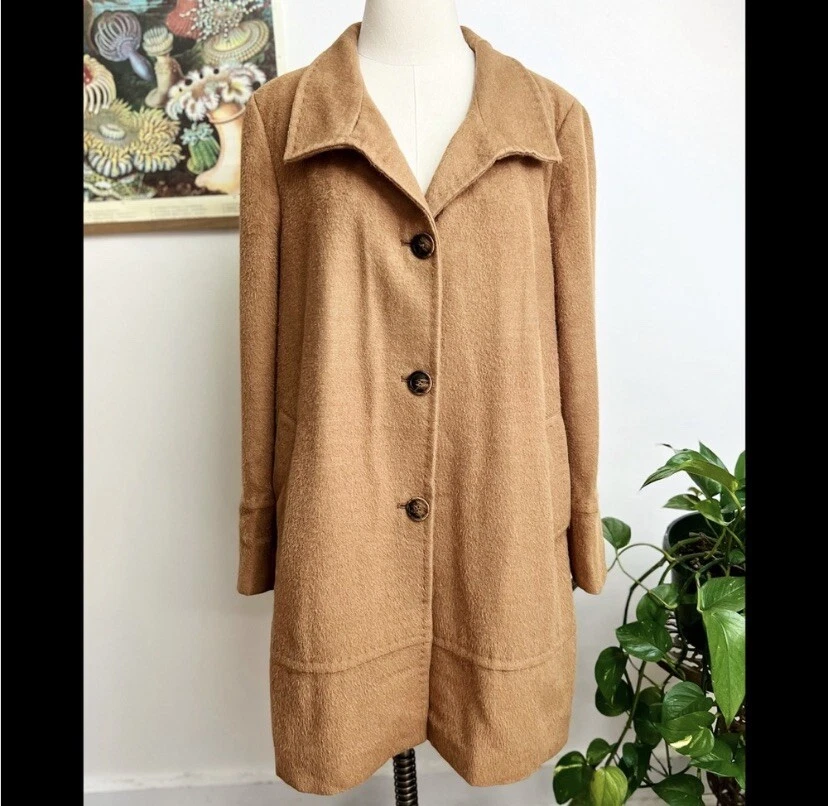 Andean Alpaca Wool Minimalist Peacoat Chic 70s style Swing Coat