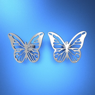 massive Ohrringe 10 Karat Gold weißer Schmetterling