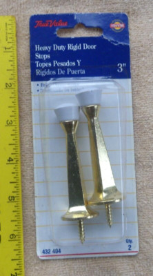 TRUE VALUE RIGID DOOR STOP BRIGHT BRASS FINISH 3 inch set of 2