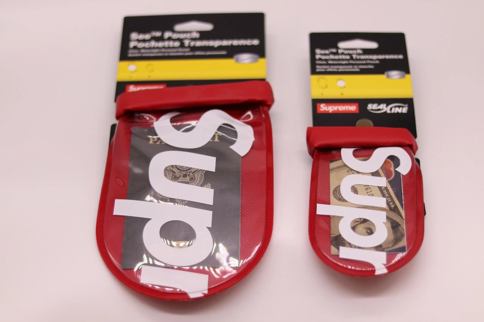 Pochette SUPREME SealLine petite et grande rouge   100 % authentique   paquet   voir à travers