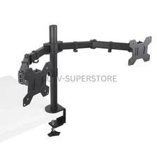 Dual Monitor Desk Mount Bracket Adjustable Tilt Swivel for 10-27" TV/Monitors