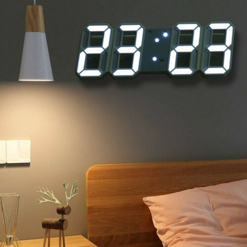 Groß 3D Modern Digital LED Wanduhr 24/12 Stunde USB Display Timer Alarm Heim - Bild 1 von 12