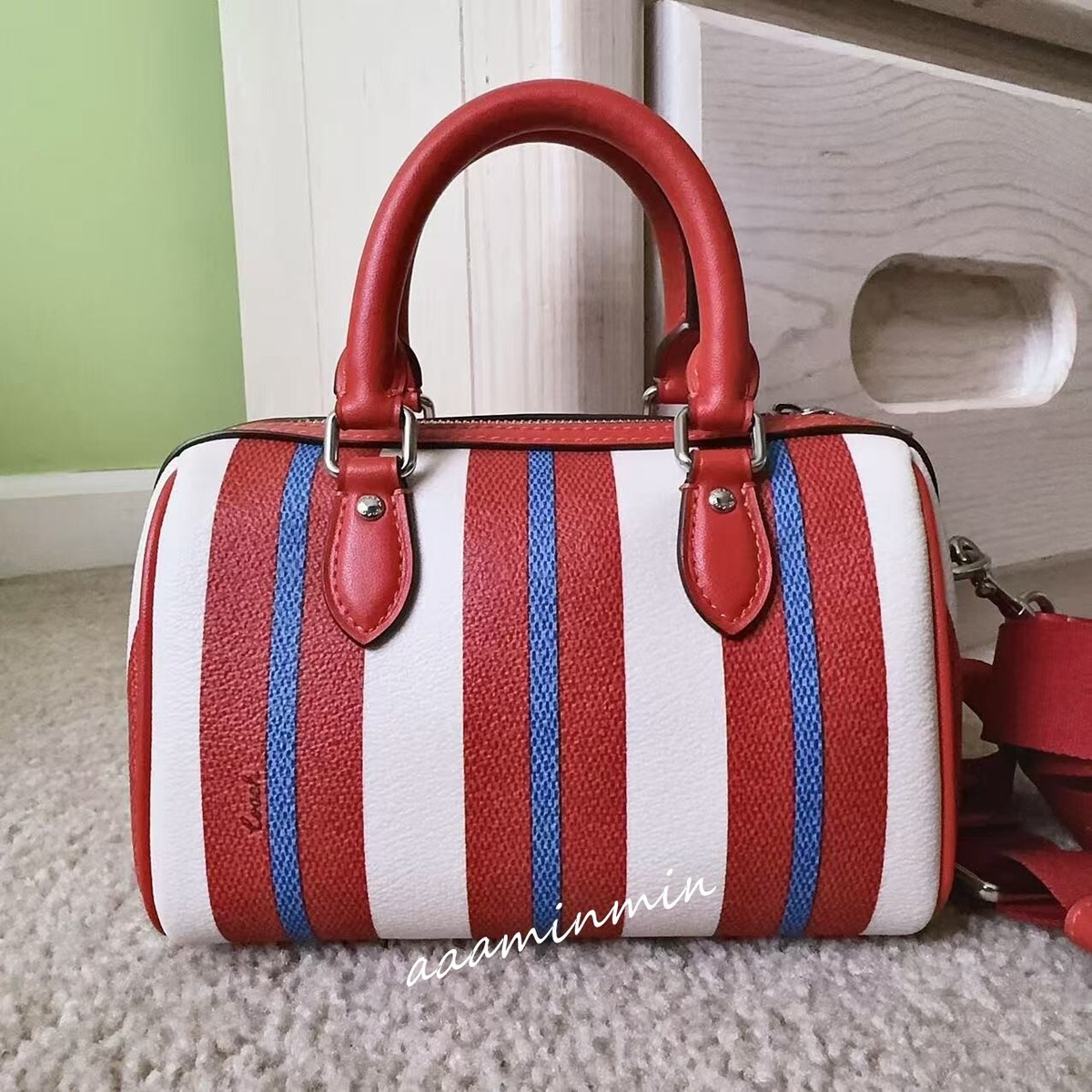 NWT Coach Mini Rowan Crossbody With Stripe Print$350 CT805  display picture 2