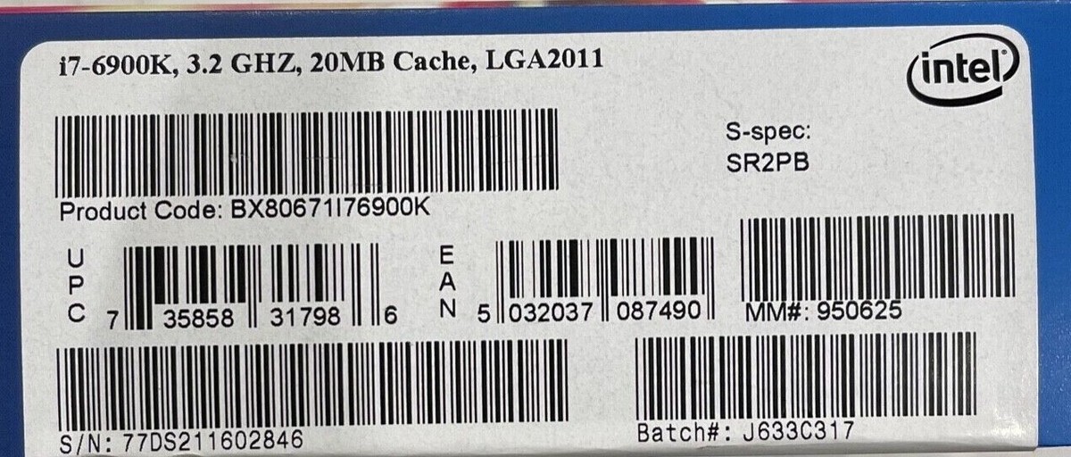 Intel BX80671I76900K SR2PB Core i7-6900K Processor 20M Cache,3.70