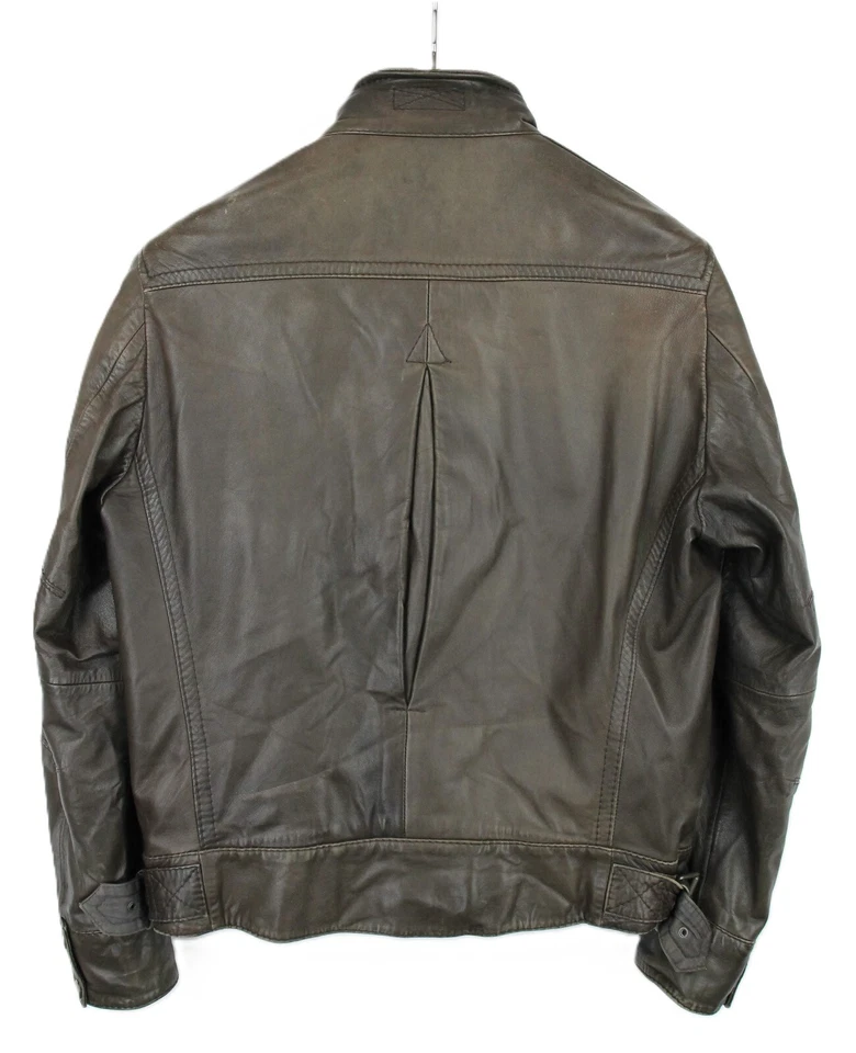 Chaqueta Hugo Boss Nortin Para Hombre US 38 Motociclista Cuero Cordero Puro Cuello Alto Foto 2 de 4