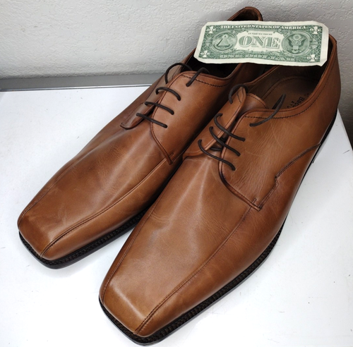 Men's Shaq Size 20 Bacco Bucci Oxford Dress Shoes Almond Brown Leather Lace Up
