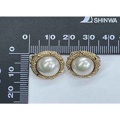 Christian Dior Vintage Gold Plated Pearl Clip On Earrings Christian Dior Vintage Gold Plated Pearl Clip On Earrings