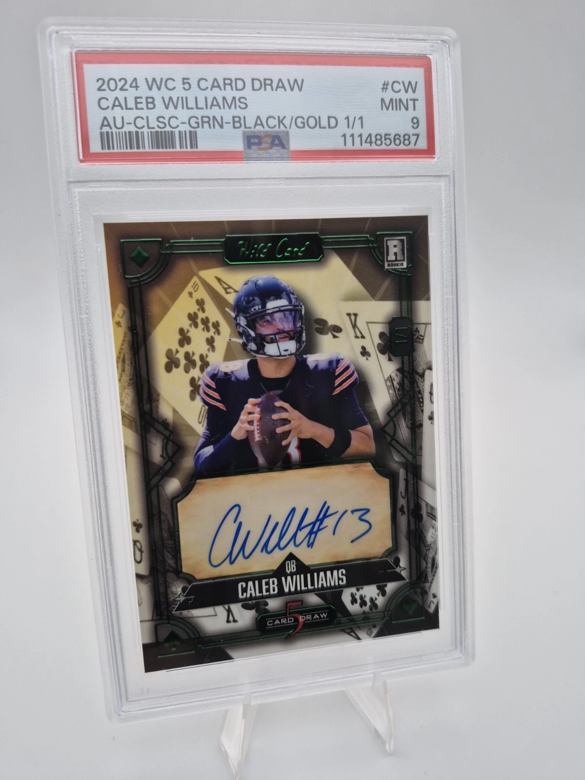 Caleb Williams Wild Card 5 Card Draw Hobby Autographs #CW Classic-Blue Foil-Black/Gold 1/1