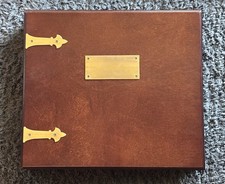 Vtg 1992 Bombay Company Wood  Brass Engravable Memory Photo Album  Extra Pages