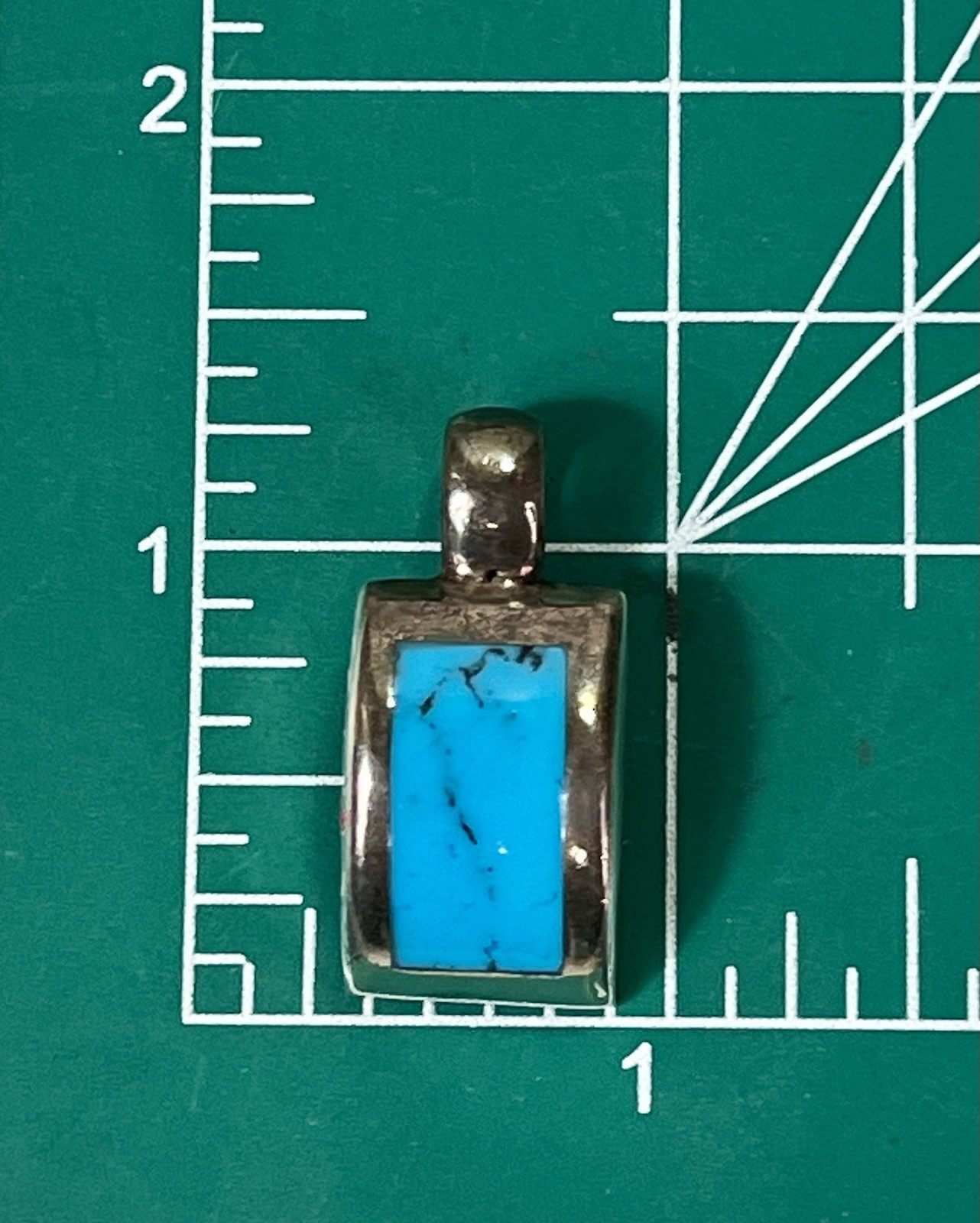 Vintage Sterling Silver Rectangular Turquoise Inl… - image 12