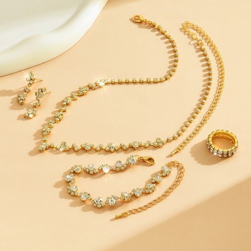 JEYORZY 5 Pcs Bijoux Enfants - Collier Bracelet Clip d'Oreille Anneau, Ensemble pour Petites Filles, Princesse Habiller Jeu Anniversaire Noël Cadeau pour Fille