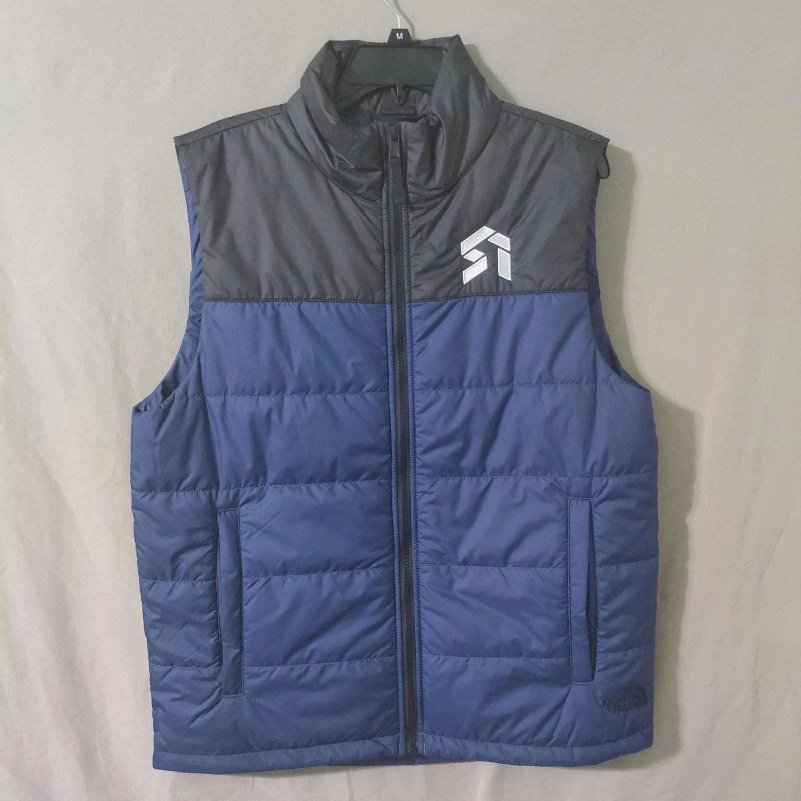 The North Face Puffer Vest Mens Insulated Blue Gray Full Zip Sleveeless Jacket M