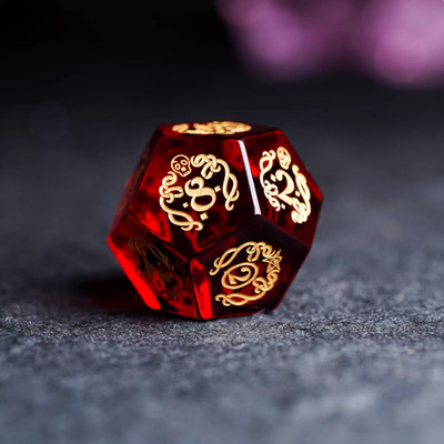 Custom Crystal Garnet Cthulhu Pattern Dice Set D&D COC Cthulhu MTG Polyhedral