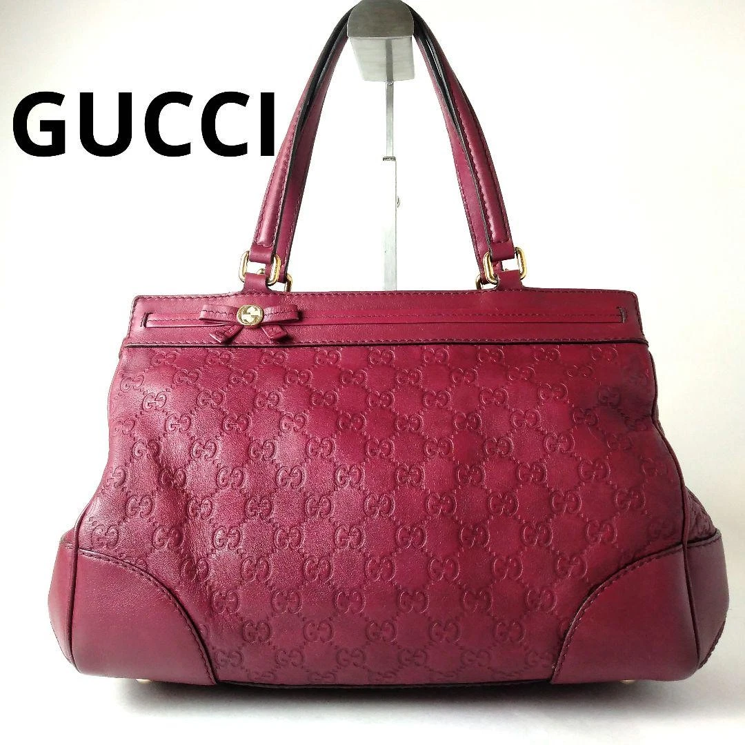 Sac GUCCI Gucci sac à main Sima Mayfair sac fourre tout ruban cuir 0410b