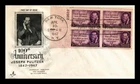 Dr Jim Stamps Fdc 3C Joseph Pulitzer Birth Centennial Plate Block Artcraft