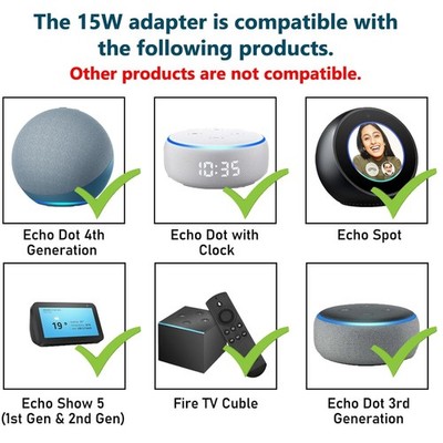 High-Quality 15W Power Adapter for Echo Devices/-