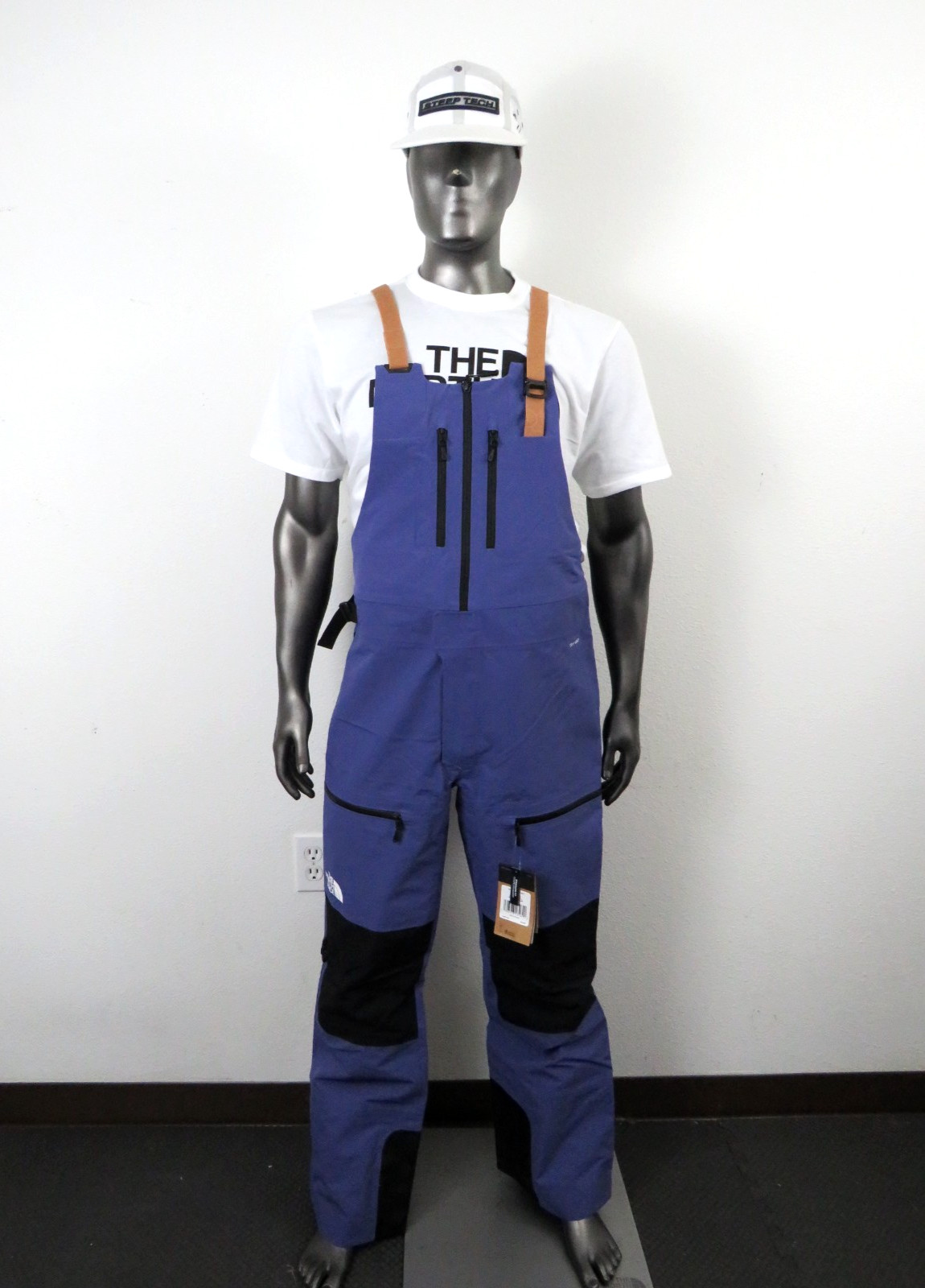 Mens The North Face Ceptor Dryvent Waterproof Shell Ski Bibs Pants - Blue Black