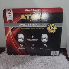 First Alert ATOM Photoelectric Smoke & Fire Alarms P1010 2 Pack - NEW!