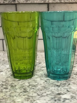 Pasabahce Palaks Circleware Jeweltone Glass Tumbler , set 2, Vintage