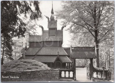 Bergen Vintage AK Stabkirche Fantøft Norwegen