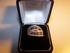 ZALES 46 DIAMOND 6 ROW STERLING SILVER COCKTAIL RING SIZE 8 1/2 SIGNED