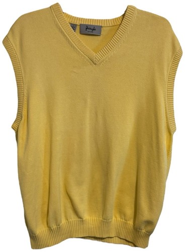 Vintage Pringle of Scotland Pima Cotton Sweater Vest Sz Large Yellow - Picture 1 of 7