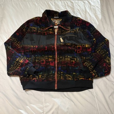 Vintage Obermeyer Men's L Ski Jacket Fleece Rainbow Arrowhead Aztek Korea 80s