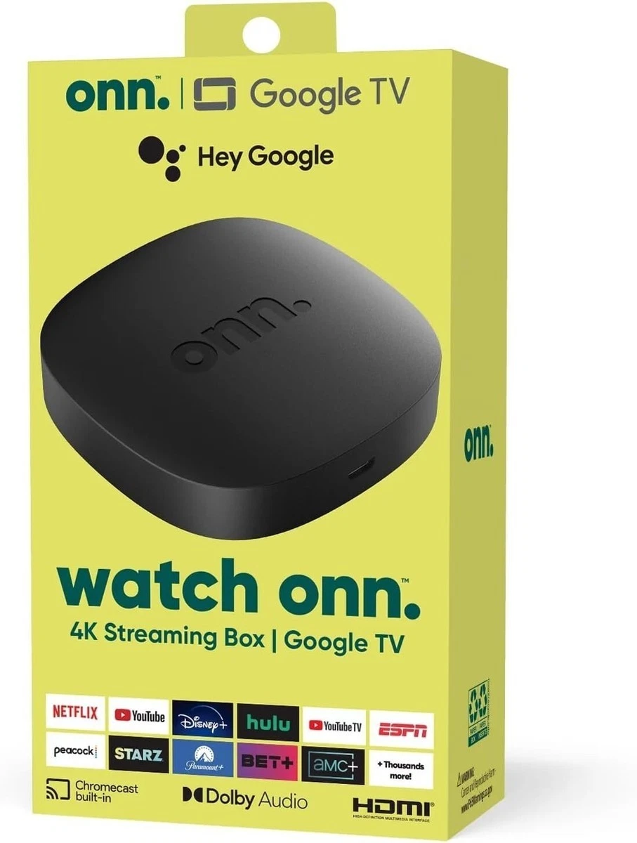 onn. 4K UHD Streaming Box Google TV Chromecast Built-In Dolby Audio Google NEW