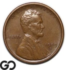 1909-S VDB Lincoln Cent Wheat Penny, Avidly Pursued Choice AU Key Date!