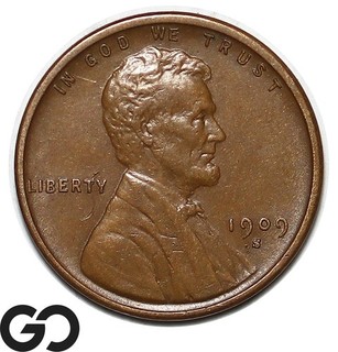 1909 S VDB Lincoln Cent Wheat Penny Avidly Pursued Choice AU Key Date!