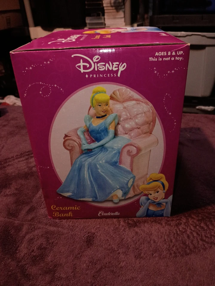 Disney Cinderella At The Ball Ceramic Bank By Park Lane Blue Gown Pink Chair NEW - Image 4 of 4