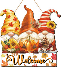 Thanksgiving Welcome Sign Gnome Hanging Door Decor Fall Wooden Sign Autumn Door