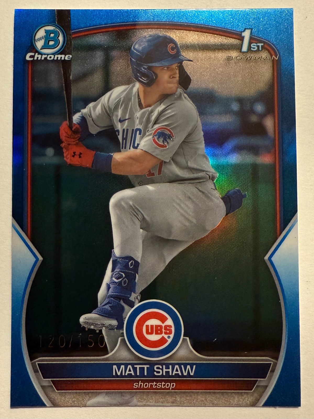 2023 Bowman Draft - Chrome Matt Shaw #BDC-33 Blue Refractor /150 (RC)