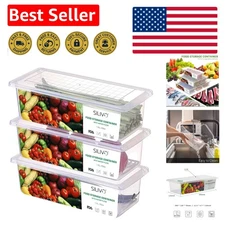 Space-Saving 1.5L Fruit & Vegetable Containers with Drain Tray for Fresh Produce