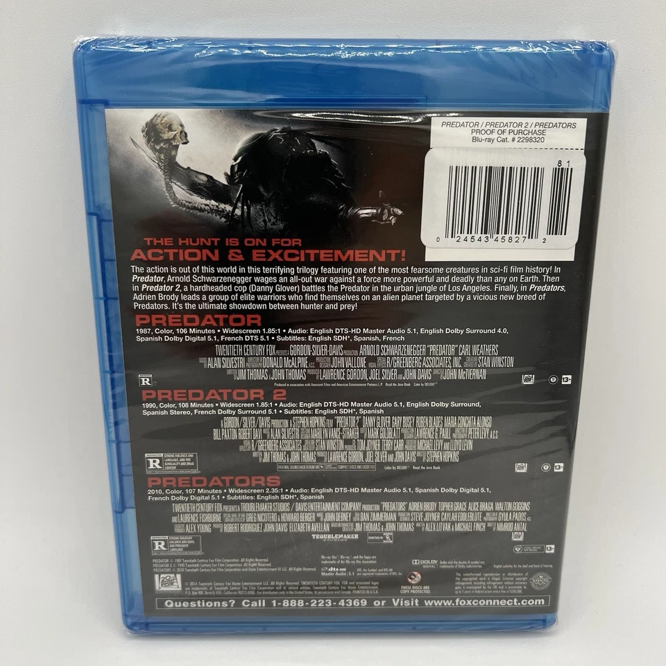 PREDATOR Triple Feature Blu-ray 3 disc set Predator 2 Predators New Sealed - Image 2 of 4