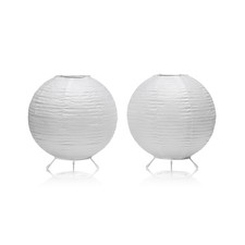 Auraglow Rice Paper LED Table Lamps - Round Battery-Powered, Bedside, Desk Light