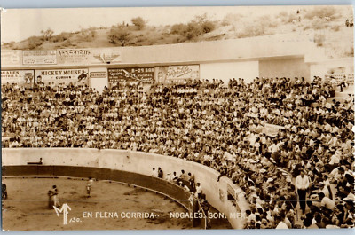 Stierkampf El Plena Corrida Nogales Sonora Mexico RPPC Postkarte