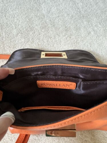 Rowallan Italian Leather Purse Womens Small Crossbody Orange Adjustable Strap - Picture 4 of 5